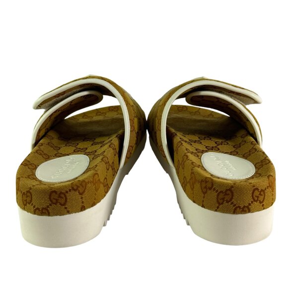 GUCCI X ADIDAS 3518968J 8126 Brown Canvas GG Supreme Men's Slides 8 - 8.5US - Picture 8 of 13